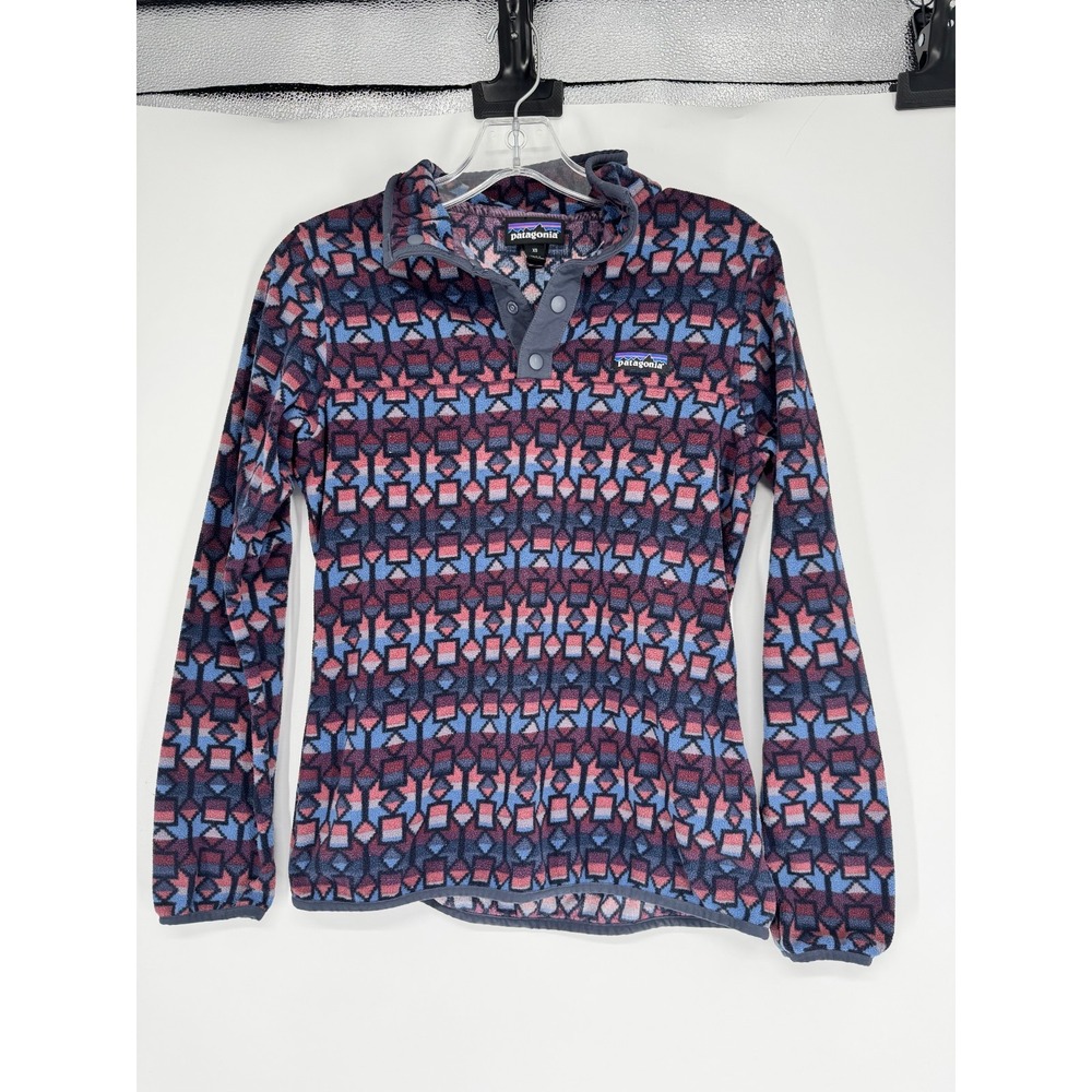 Patagonia Micro D Snap T Sweater Womens XS Colorful Aztec Geometric Pattern